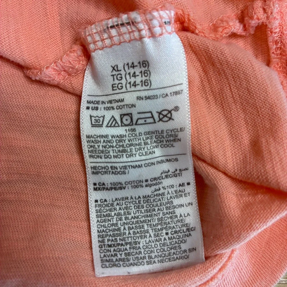 Old Navy Boys XL 14-16‎ Peach Orange Slub Cotton Short Sleeve Pocket Polo Shirt